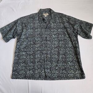 Johari West Batic Print Button Up Shirt Short Sleeves Hawaiian Tropical  4XL